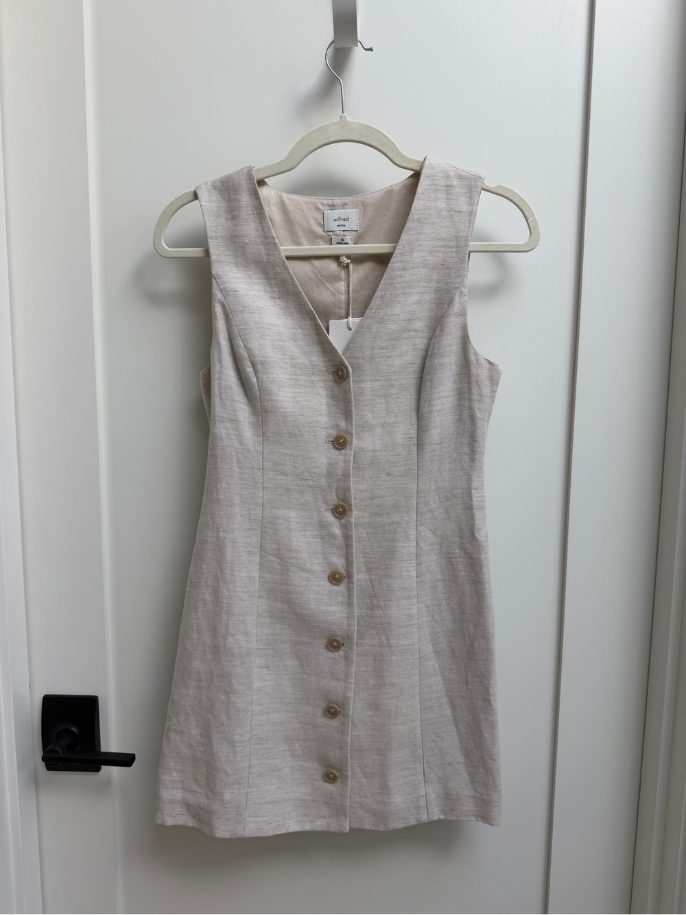 Aritzia Wilfred Linen Blend Button Front Mini Dress